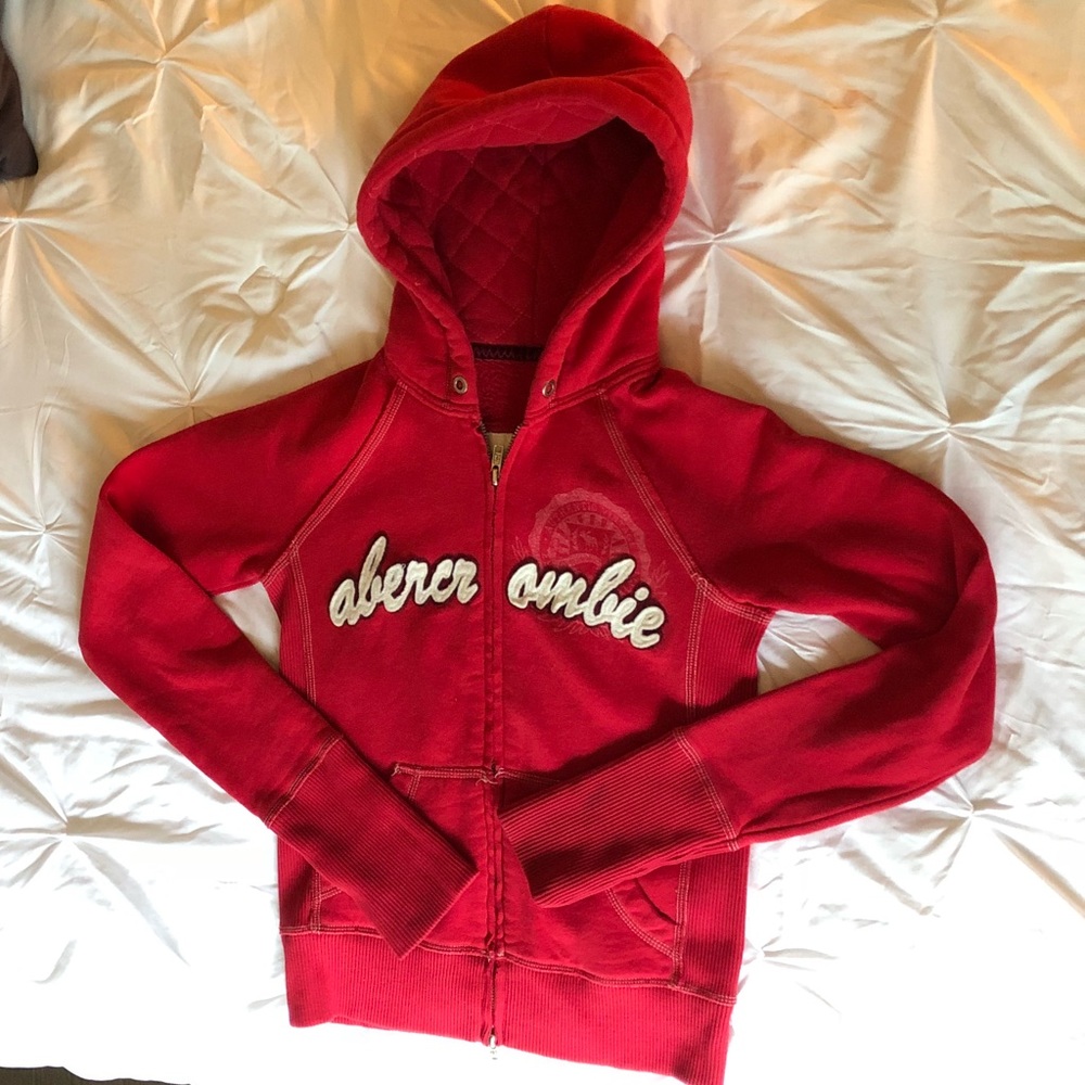 Red Abercrombie hooded sweatshirt Size 1